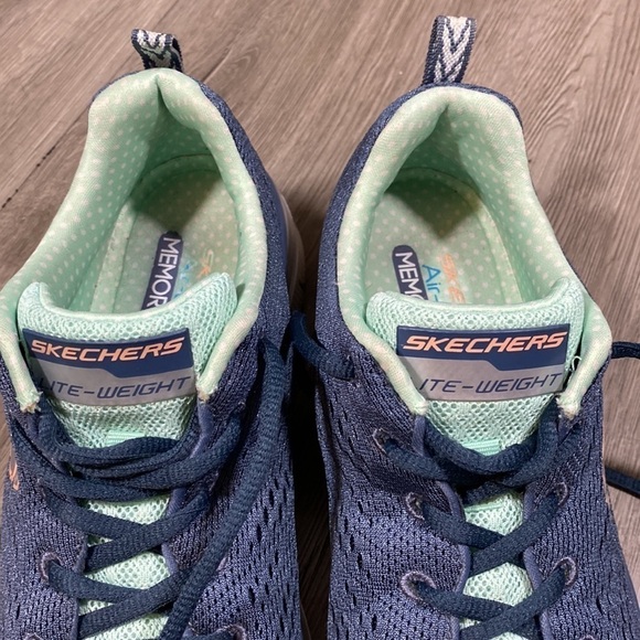 Skechers Ultra Flex Statements Cadet Blue, Silver, & Mint Green Sneakers - Picture 8 of 9